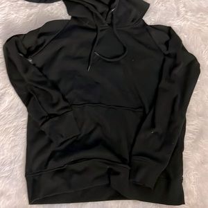 Revamped Athleisure Shiulder cut-out Black Hoodie